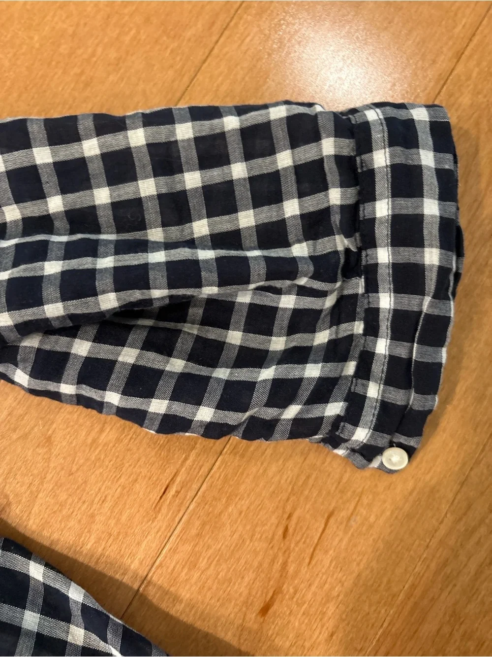 J. Crew Navy Plaid Gingham Button-Front Women's Blouse